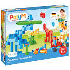 PolyM juego construcción dinosaurios 200 piezas